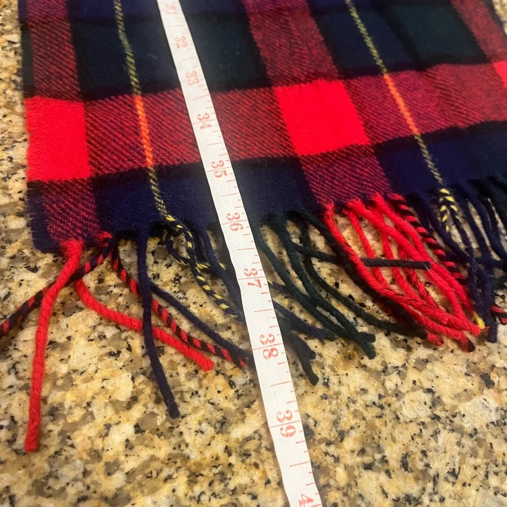 Vintage Glencroft Country Wear Red Tartan Plaid Wool Scarf Made Great Britain